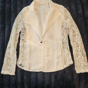 Elegant Cream Lace Women's Jacket